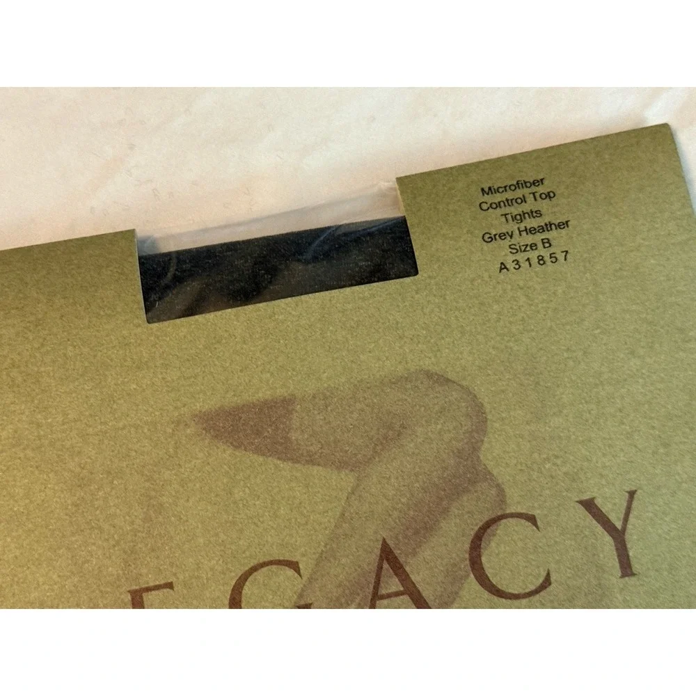 Two LEGACY LEGWEAR Microfiber‎ Control Top Tights Grey Denim Size B A31857 NEW